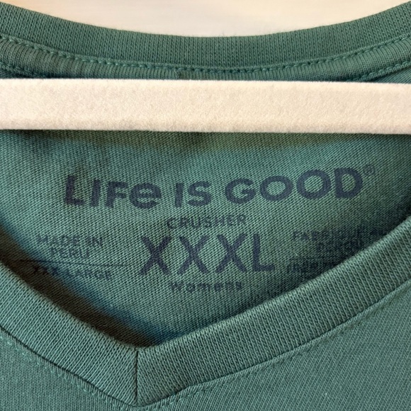 Life Is Good Women’s 3X Cardinal Graphic Long Sleeve Crusher V-Neck Tee Green - Picture 4 of 5